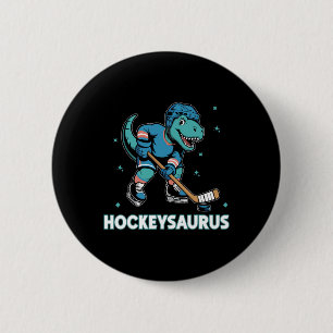 Hockeysaurus Funny Dinosaur Trex Hockey Kids Hocke 2 Inch Round Button