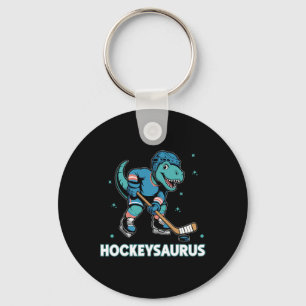Hockeysaurus Funny Dinosaur Trex Hockey Kids Hocke Keychain