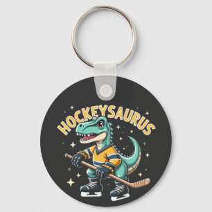 Hockeysaurus Ice Hockey Dinosaur Lovers Keychain