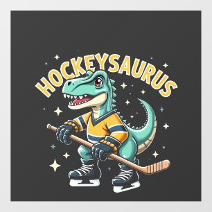 Hockeysaurus Ice Hockey Dinosaur Lovers Window Cling