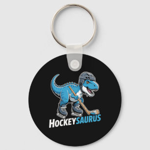 Hockeysaurus Ice Hockey Player Dinosaur T-rex Dino Keychain