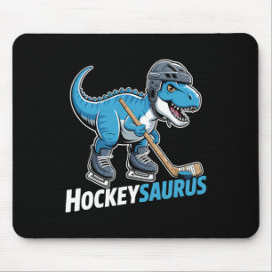 Hockeysaurus Ice Hockey Player Dinosaur T-rex Dino Mouse Pad