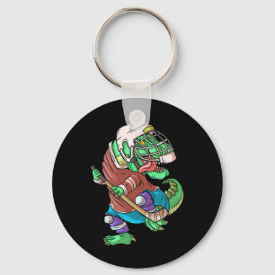 Hockeysaurus Kids T-rex Dinosaur With Ice Hockey S Keychain
