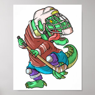 Hockeysaurus Kids T-rex Dinosaur With Ice Hockey S Poster