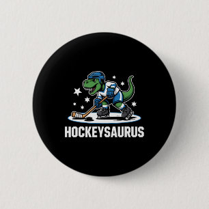 Hockeysaurus T-rex Hockey Dinosaur _1 2 Inch Round Button