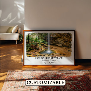 Hocking Hills State Park Ohio Poster, Watercolor Poster