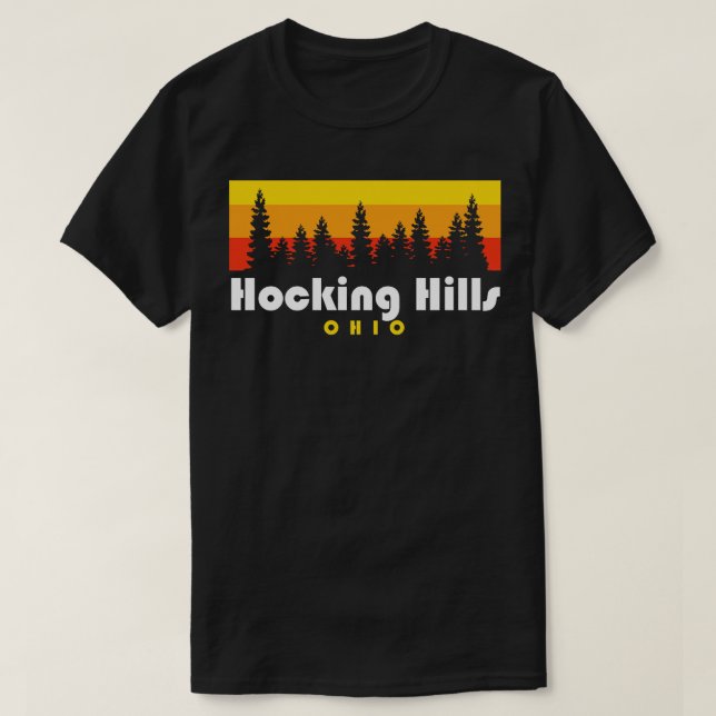 Hocking Hills State Park Ohio Trees Retro T-Shirt (Design Front)