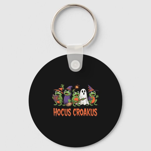 Hocus Croakus Frog Halloween Magic Spell Funny Wit Keychain (Front)