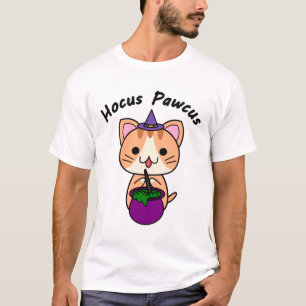 Hocus Pawcus - Ginger Tabby Cat - Black Writing T-Shirt