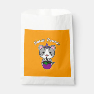 Hocus Pawcus - Grey Tabby Cat - White Writing Favour Bag