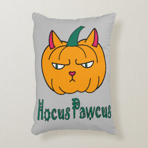 Hocus pawcus Halloween pumpkin ginger cat magic Accent Pillow