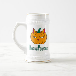 Hocus pawcus Halloween pumpkin ginger cat magic Beer Stein