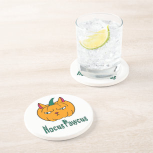Hocus pawcus Halloween pumpkin ginger cat magic Coaster