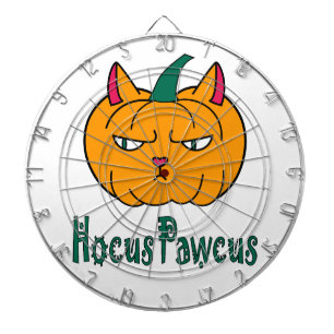 Hocus pawcus Halloween pumpkin ginger cat magic Dartboard