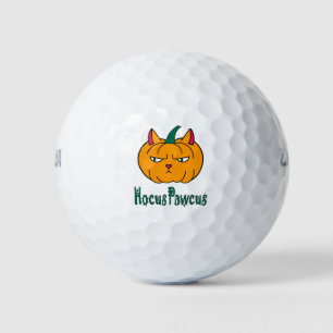 Hocus pawcus Halloween pumpkin ginger cat magic Golf Balls