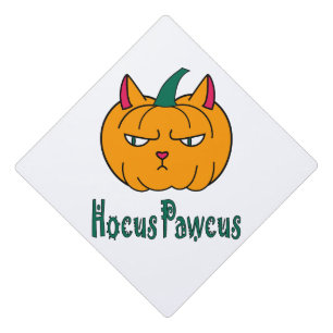 Hocus pawcus Halloween pumpkin ginger cat magic Graduation Cap Topper