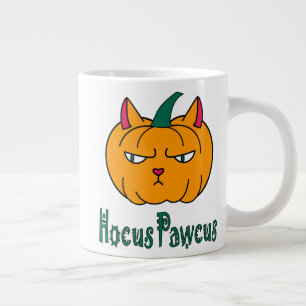 Hocus pawcus Halloween pumpkin ginger cat magic Large Coffee Mug