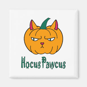 Hocus pawcus Halloween pumpkin ginger cat magic Magnet