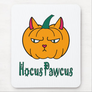 Hocus pawcus Halloween pumpkin ginger cat magic Mouse Pad