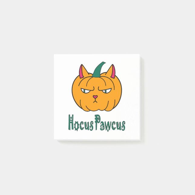 Hocus pawcus Halloween pumpkin ginger cat magic Post-it Notes (Front)