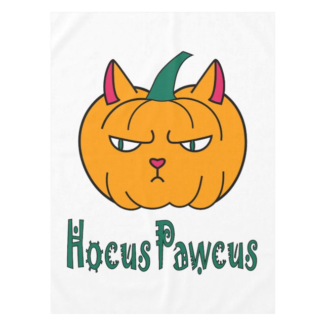 Hocus pawcus Halloween pumpkin ginger cat magic Tablecloth (Front)