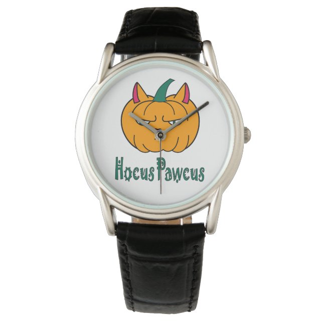 Hocus pawcus Halloween pumpkin ginger cat magic Watch (Front)