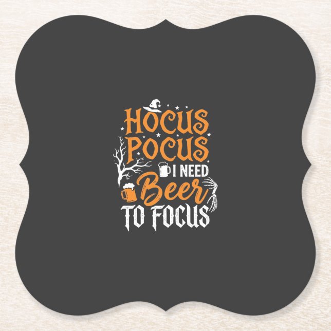 Hocus Pocus Beer Halloween Design_1 Paper Coaster (Front)