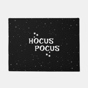 Hocus Pocus Black and White Halloween Quote Stars  Doormat