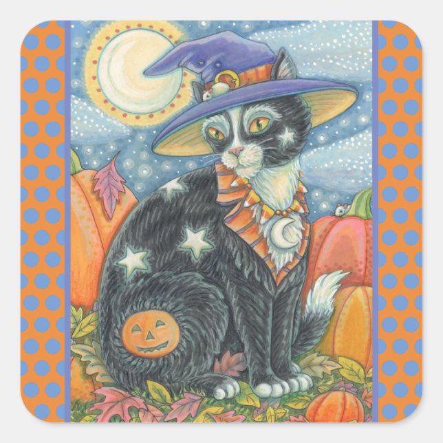HOCUS POCUS BLACK CAT WITCH, HALLOWEEN STICKERS (Front)