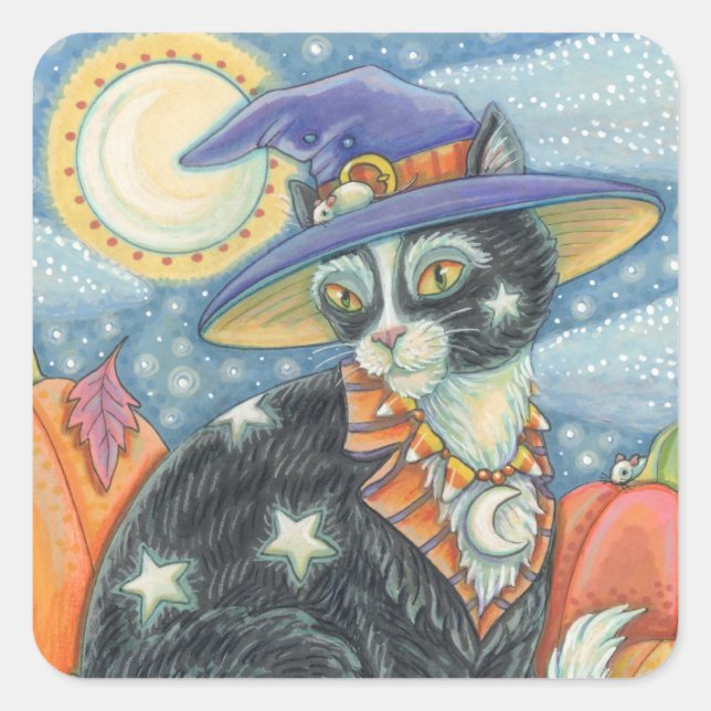 HOCUS POCUS BLACK CAT WITCH, HALLOWEEN STICKERS (Front)