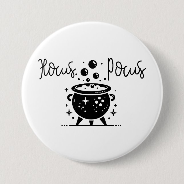 Hocus Pocus Bubbling Witch Cauldron Halloween 3 Inch Round Button (Front)