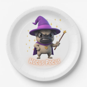 Hocus Pocus Cute Halloween Pug Paper Plate