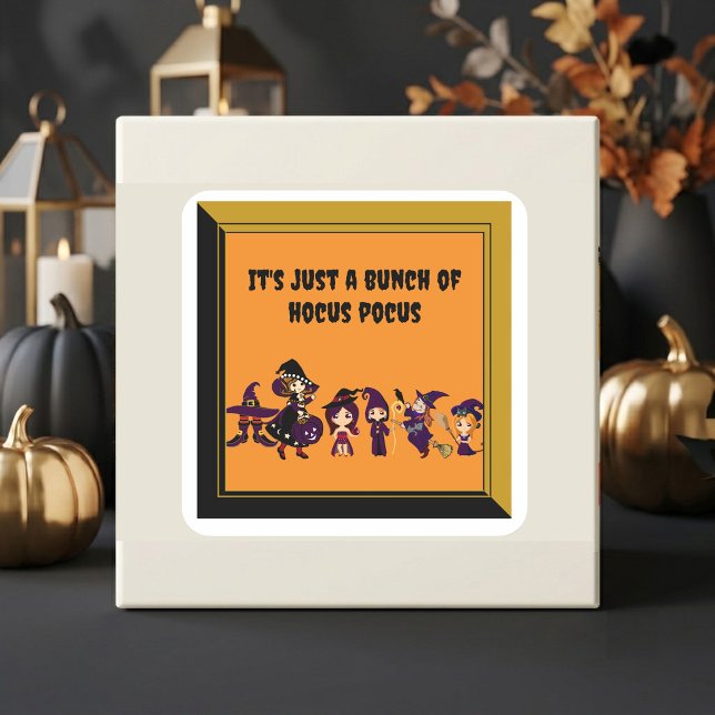 Hocus Pocus Cute Halloween Witch Parade Spooky Fun Square Sticker (Hocus Pocus Cute Halloween Witch Parade Spooky Fun Square Sticker)