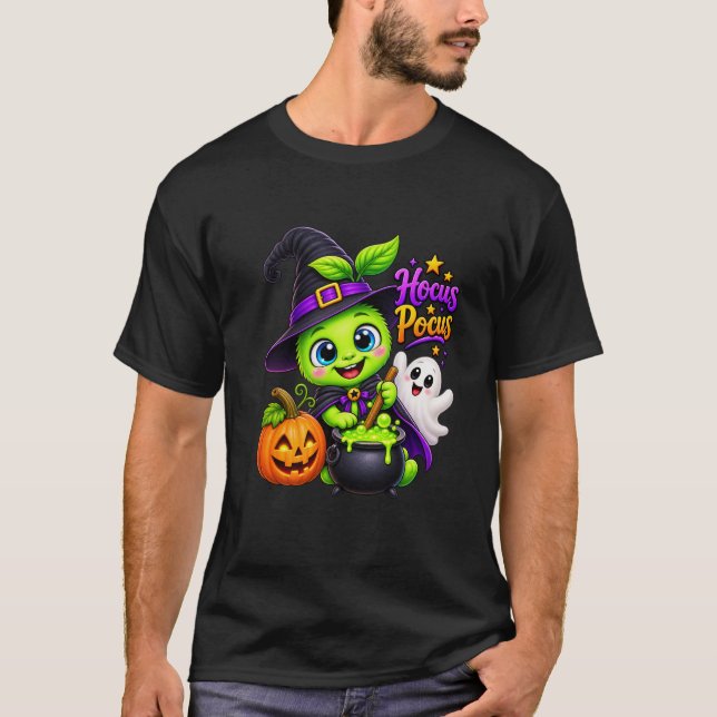 Hocus Pocus Cute Halloween Witch T-Shirt (Front)