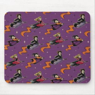 Hocus Pocus Flying Witches Pattern Mouse Pad