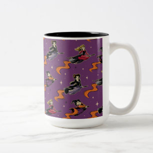 Hocus Pocus Flying Witches Pattern Two-Tone Coffee Mug