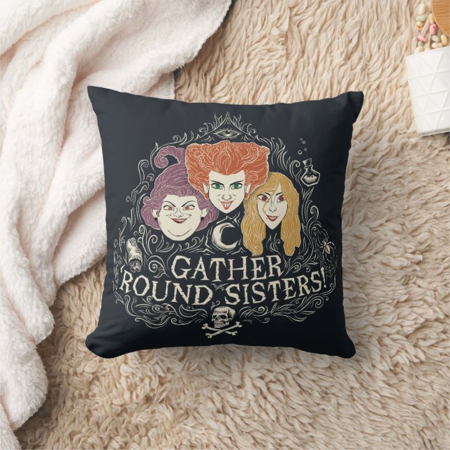 Hocus Pocus Gather 'Round Sisters Throw Pillow (Blanket)