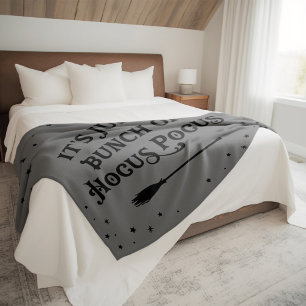 Hocus Pocus Grey Halloween Quote Fleece Blanket