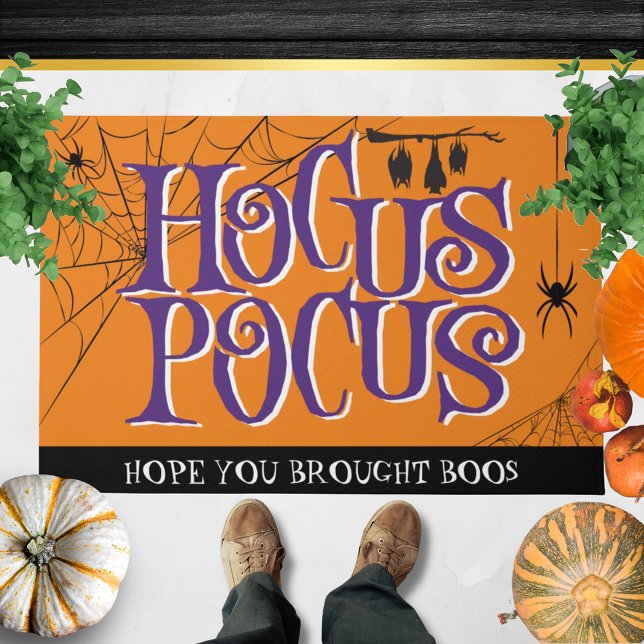 Hocus Pocus Halloween Typography Orange Purple Doormat (Creator Uploaded)