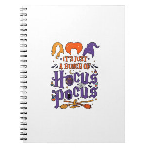 Hocus Pocus Halloween Witches Cauldron Broom Cat M Notebook