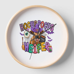 Hocus Pocus Heifer Halloween Cow Clock