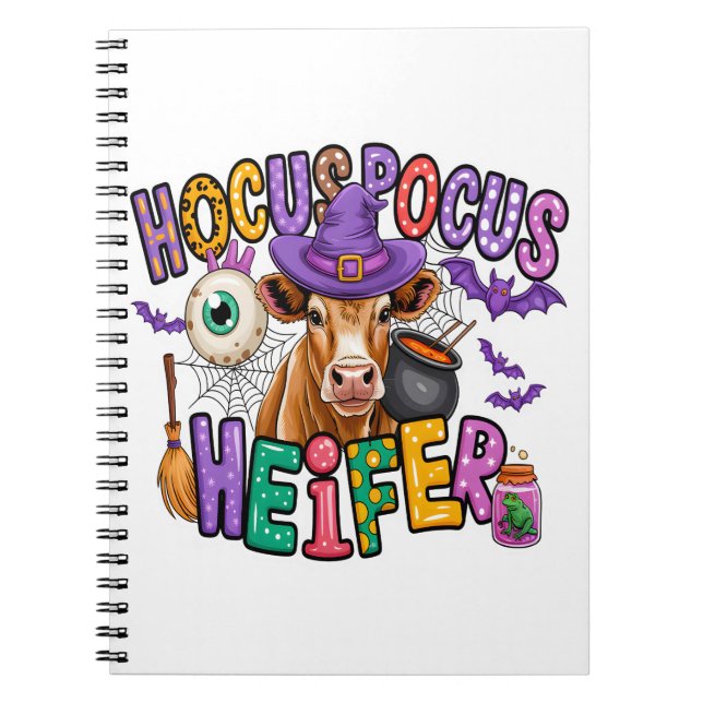 Hocus Pocus Heifer Halloween Cow Notebook (Front)