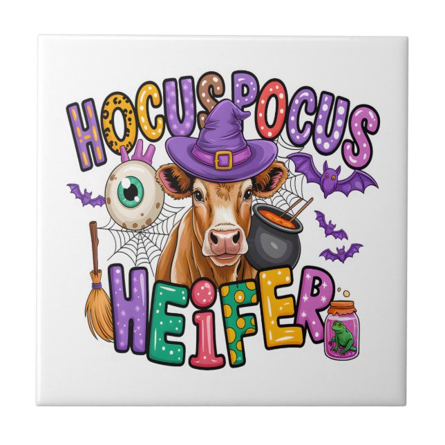 Hocus Pocus Heifer Halloween Cow Tile (Front)