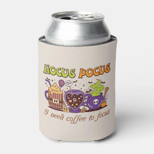 Hocus Pocus - I Need Coffee To Focus Can Cooler (Can Front)