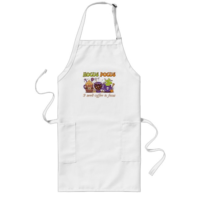 Hocus Pocus - I Need Coffee To Focus Long Apron (Front)