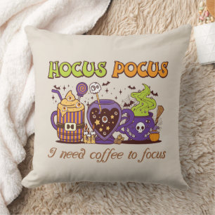 Hocus Pocus - I Need Coffee To Focus Throw Pillow