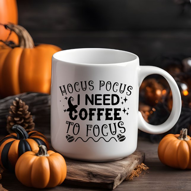 Hocus Pocus I Need Coffee to Focus  Two-Tone Coffee Mug (Hocus Pocus I Need Coffee to Focus Mug)