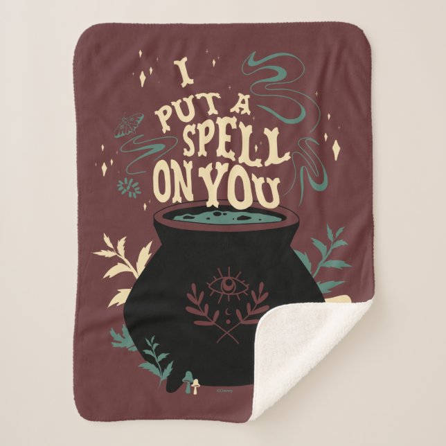 Hocus Pocus I Put a Spell on You Cauldron Sherpa Blanket (Front)
