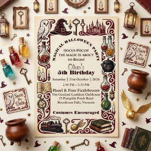 Hocus Pocus Magical Halloween Story Book Birthday Invitation
