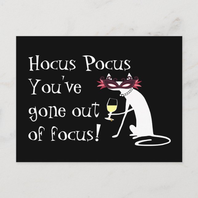 Hocus Pocus Out of Focus Halloween Wine Quote Postcard (Front)
